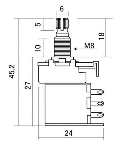 Hosco H-Push-500A Потенциометр 500 кОм (лог), Push-Pull.